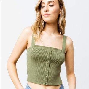 Green ribbed tank top